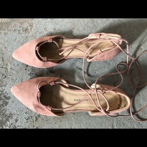 Pink lace up shoes